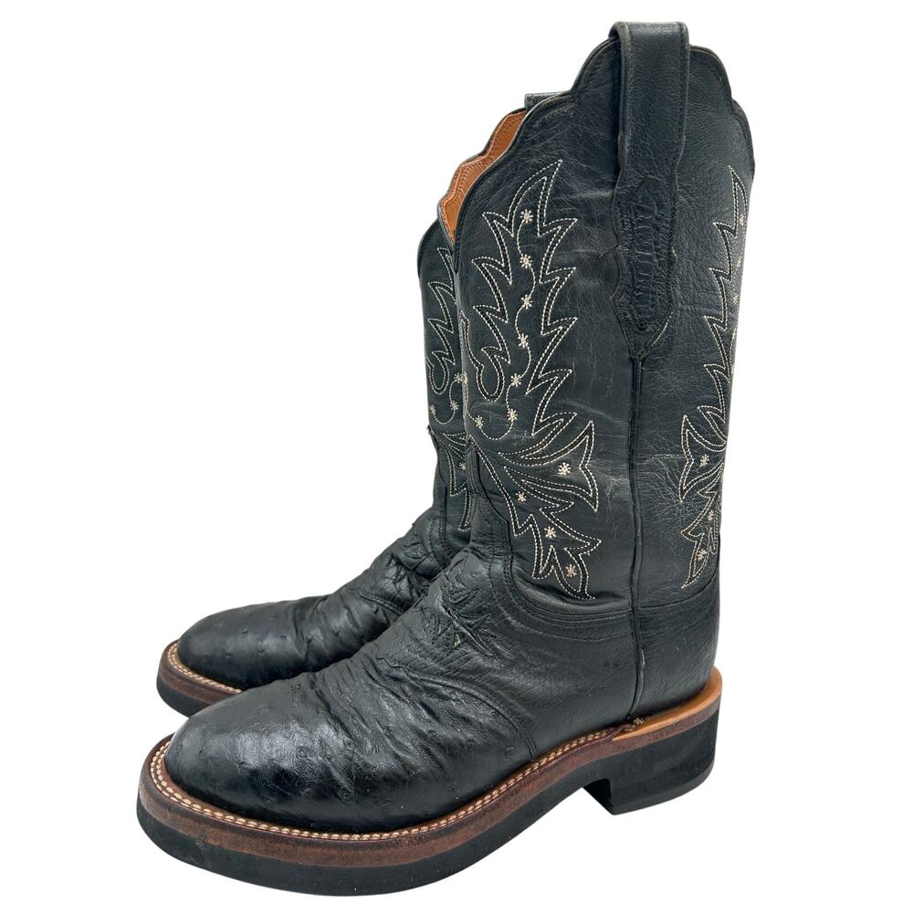 Lucchese 2000 7 Full Quill Ostrich Black Women’sWestern Cowgirl Boots - Picture 3 of 11
